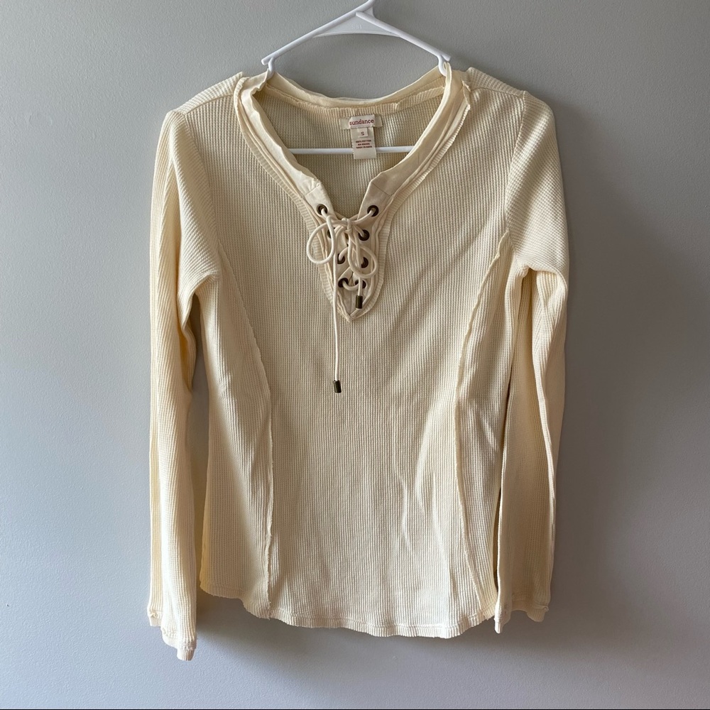 Sundance Cream Lace-Up Thermal Top
